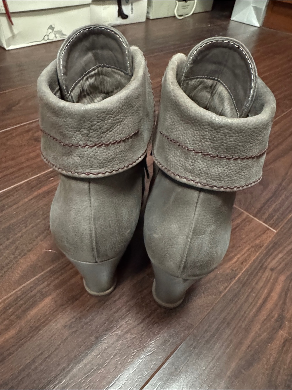 Tesori Women's Fold-Over Lace-Up Ankle Boots - Gray - Picture 3 of 5